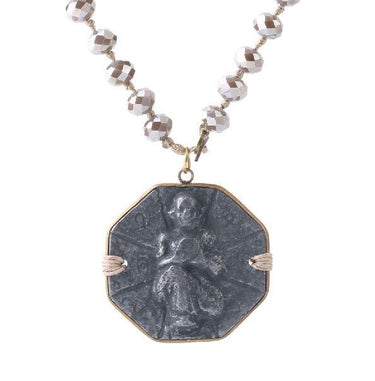 Ancient Style Octagonal Thai MONK GUARDIAN AMULET Pendant Necklace